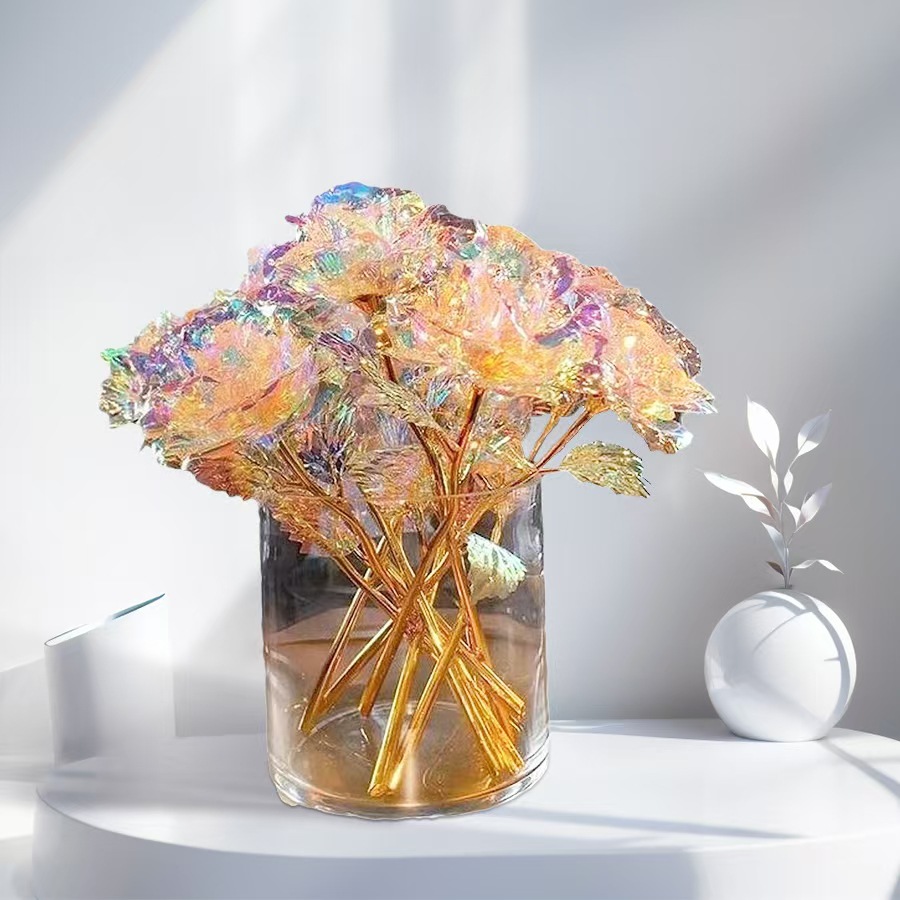 Colorful White Roses Artificial Flower Gift