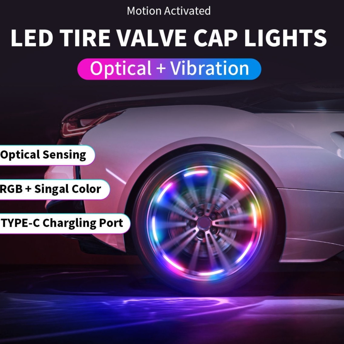 Wheel Hub Colorful Valve Light Bicycle Motorcycle Car Universal