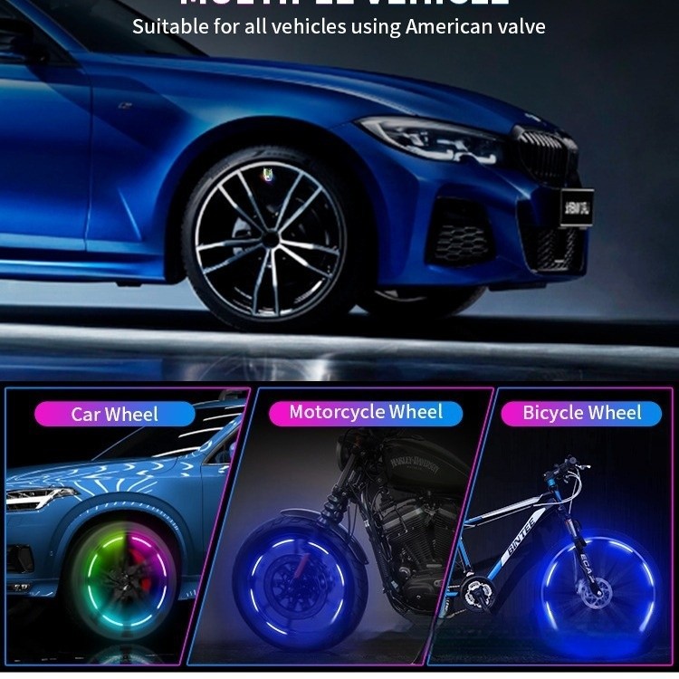 Wheel Hub Colorful Valve Light Bicycle Motorcycle Car Universal