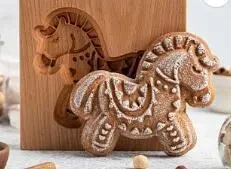 Wooden Gingerbread Cookie Mold Pine Nut Rose