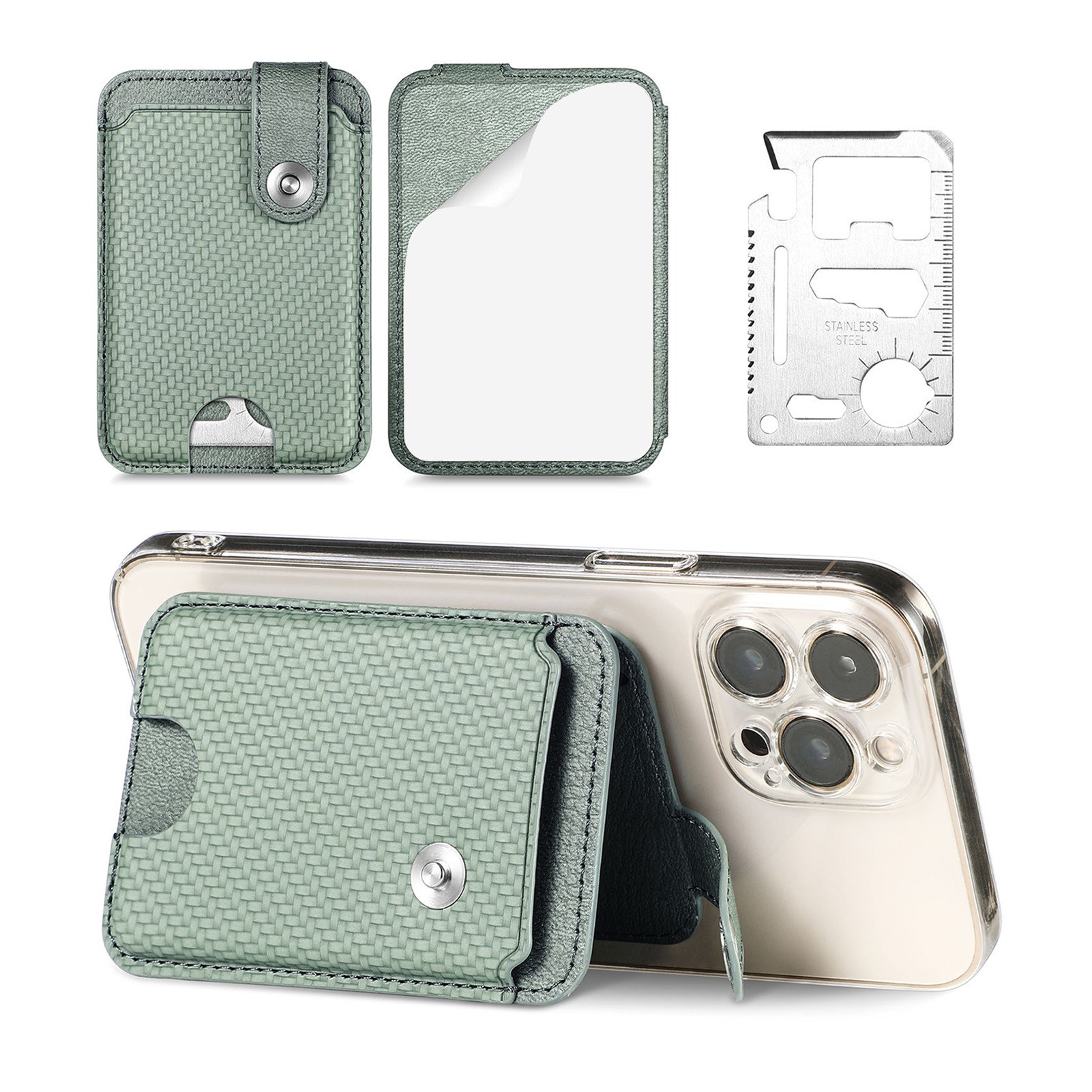 Universal Phone Stick On Card Holder - Multifunctional Magnetic Closure Phone Mount Wallet