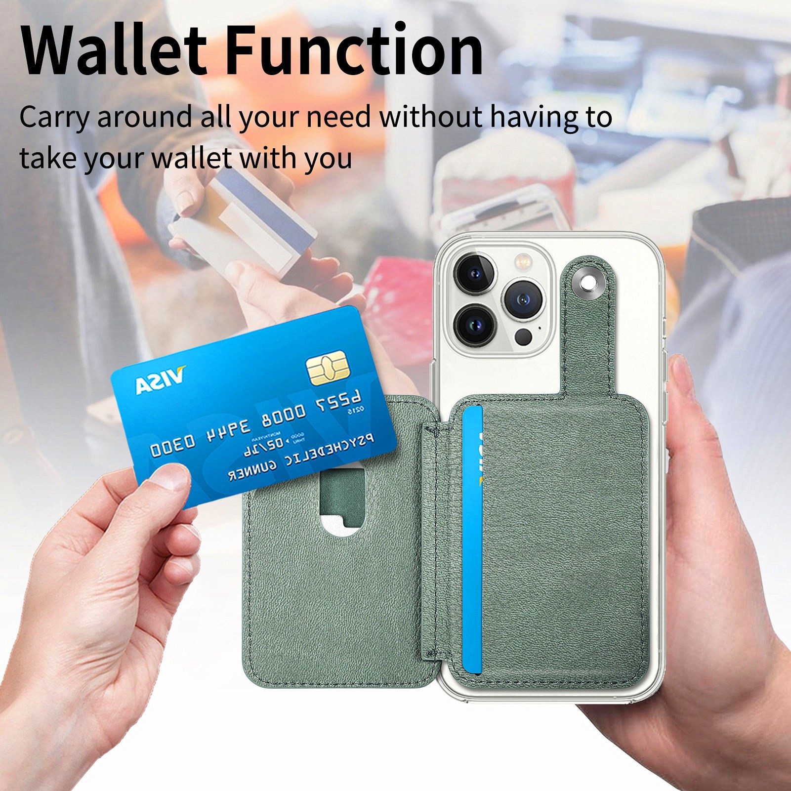 Universal Phone Stick On Card Holder - Multifunctional Magnetic Closure Phone Mount Wallet