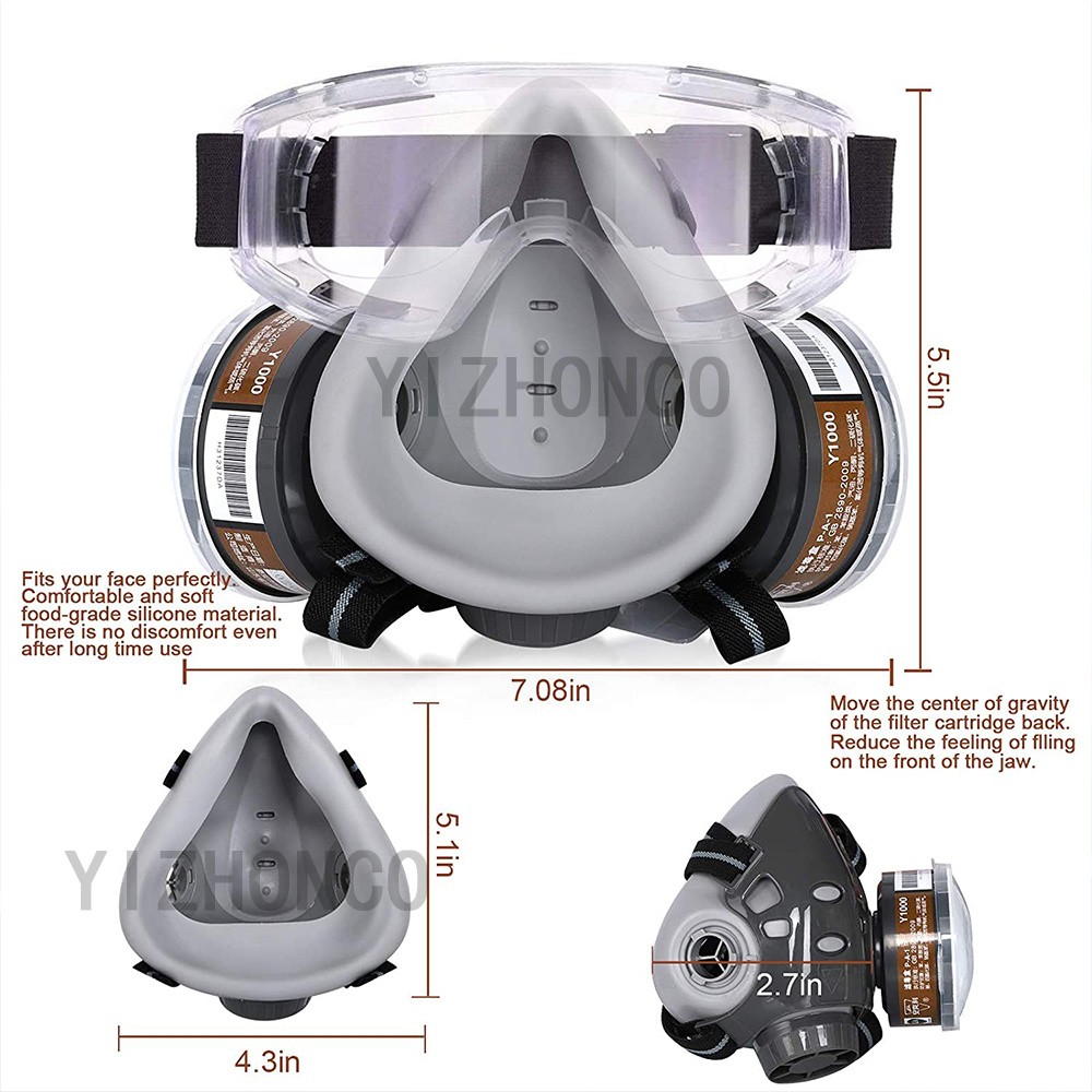 308 Face Gas Dust Mask Chemical Respirator with Dual Filters