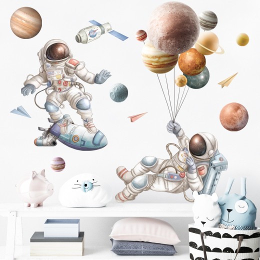 Astronaut Starry Sky Stickers Earth NAS Wall Decoration Background