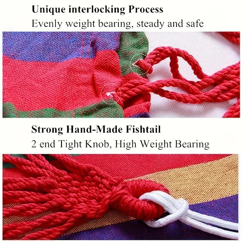 1pc Colorful Striped Canvas Hammock Chair Durable Indoor/Outdoor Camping Swing Chair