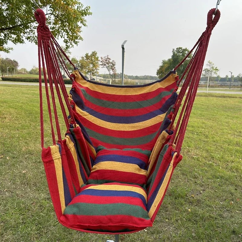 1pc Colorful Striped Canvas Hammock Chair Durable Indoor/Outdoor Camping Swing Chair
