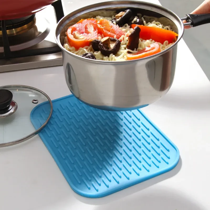 Silicone Anti-scald Non-slip Rectangular Pot Mat Bowl Mat Tableware Table Mat