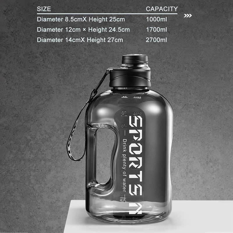 2.7/1.7L Insulated Water Bottle with Straw  Leakproof Fitness Bottle for Gym, Travel, Hiking, and Camping