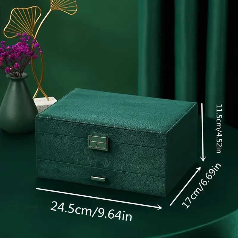 Dark Green Luxury Jewelry Storage Box