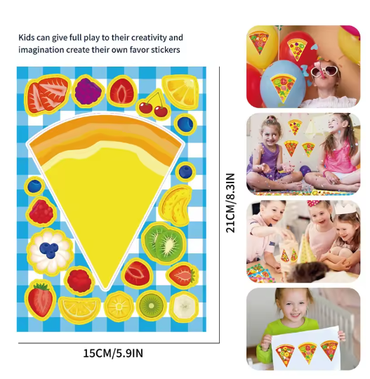 Make A Pizza Stickers for Kids Creative & Design Favorite Pizza Slice DIY Sticker Fun Puzzle Craft Project Family Party Toys