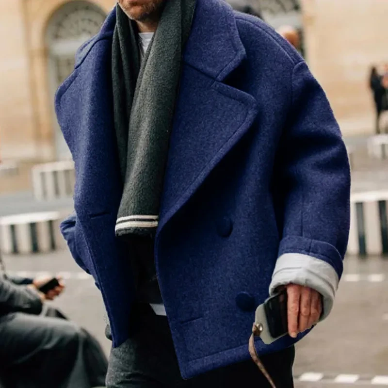 Autumn And Winter Street Fashion Short Large Lapel Woolen Coat