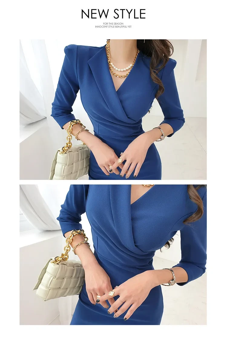 Elegant Slim-fit Mid-length Elastic Hip Business Dress