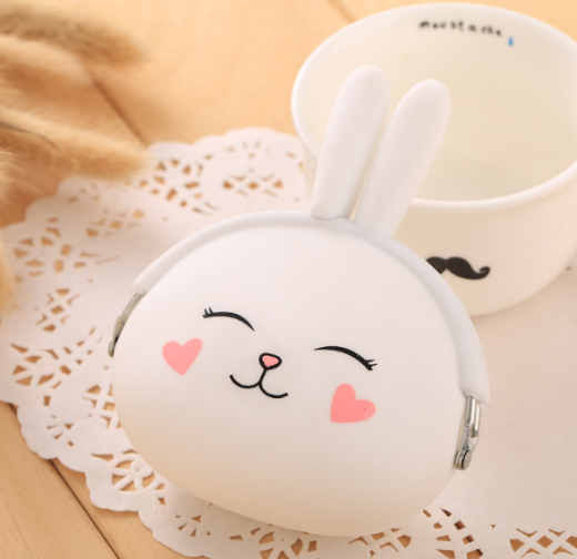 Cartoon silica gel zero purse Korean lovable rabbit zero purse candy color packet key bag lady