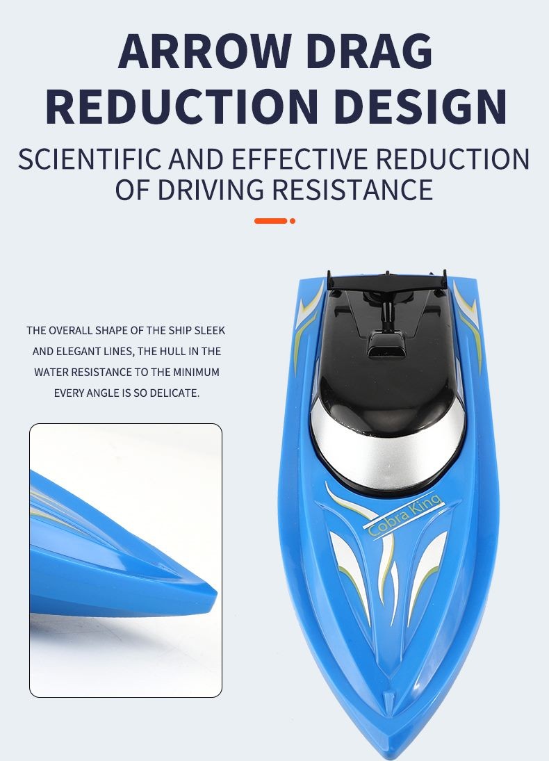 RC Boat, 2.4GB Long lasting Remote Boat, Rechargeable, Black