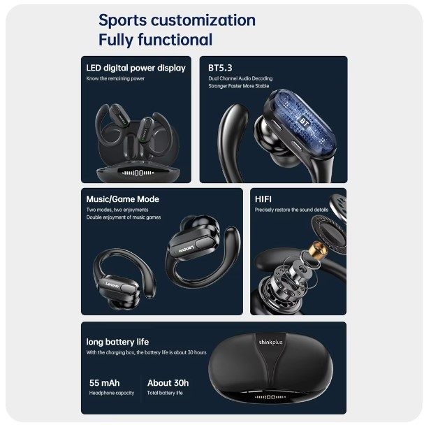 Lenovo XT80 True Wireless Earphones with Noise Reduction Earhooks