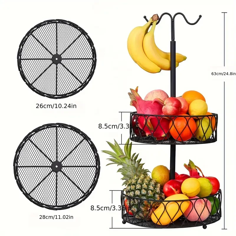 2-Tier Fruit Basket Bowl With Banana Hanger