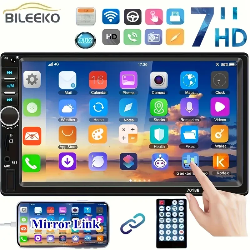Bileeko Touch Screen Double Din Car Stereo