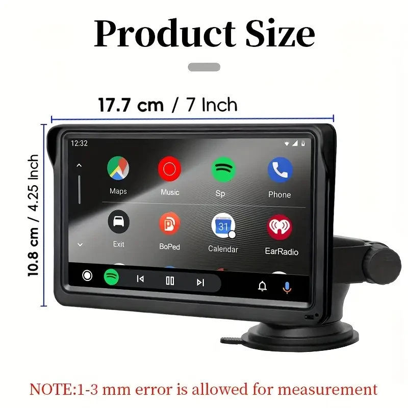7-Inch Wireless CarPlay & for Android Auto Car Stereo