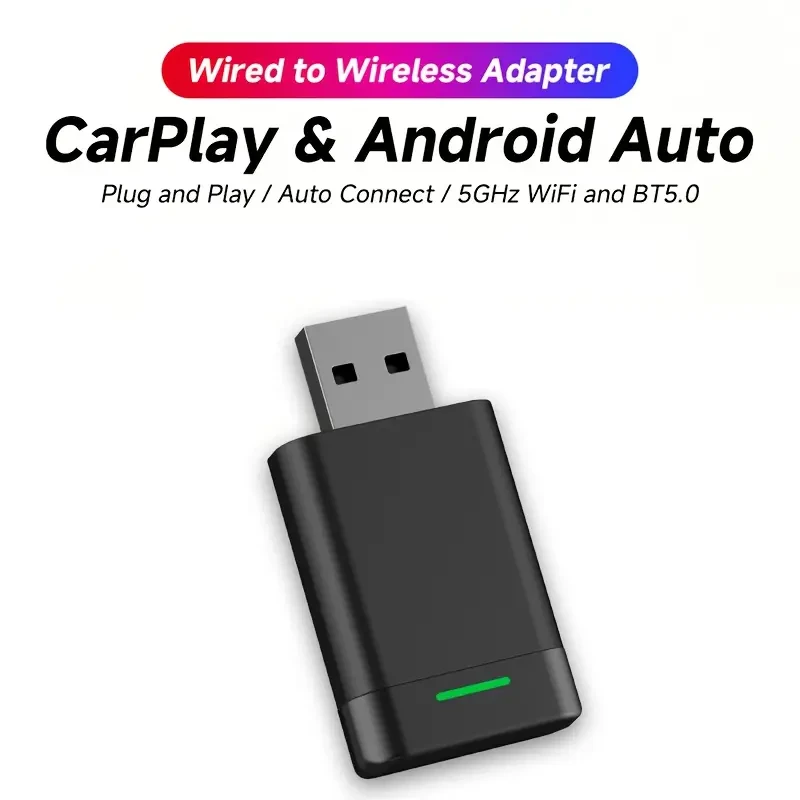 2-in-1 Mini Wireless CarPlay Adapter USB Dongle