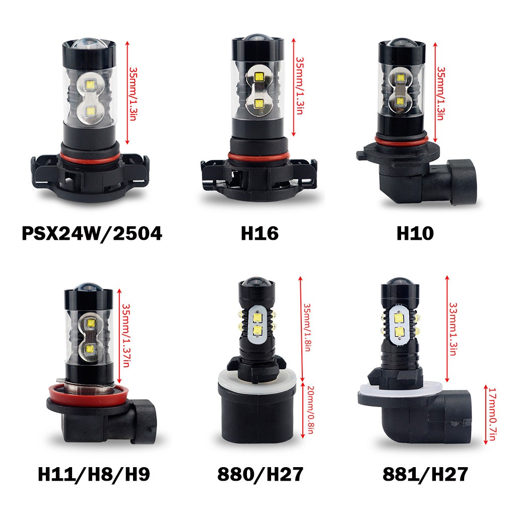 Car Styling High Power 6000K White LED Bulbs For Fog Light DRL Lamps Replacement