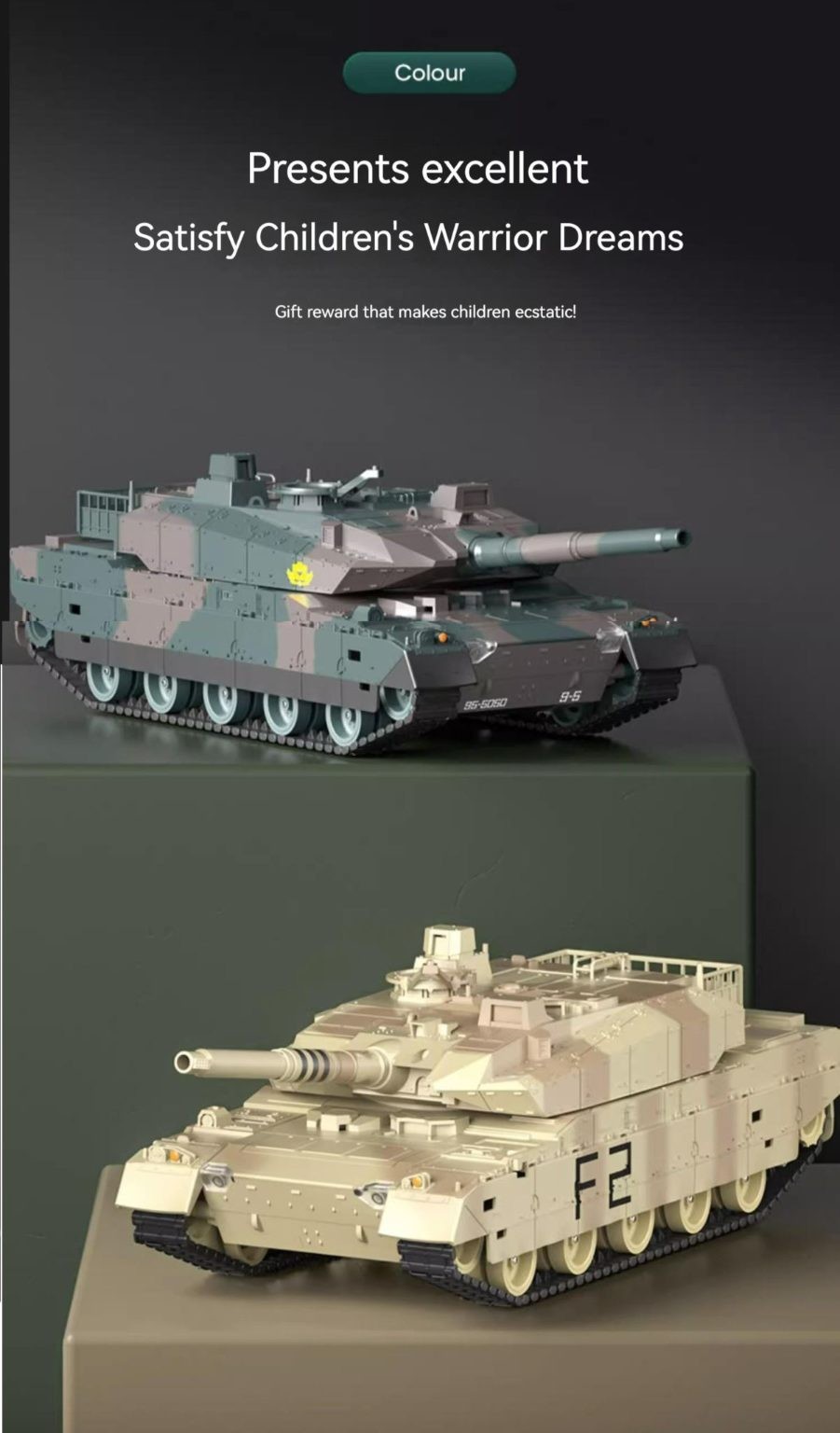 Tank, RC Tank, Remote Control Tank.12 CH, Army Green.