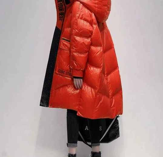 Polished Black Down Jacket Women's High-end Mid-length Coat