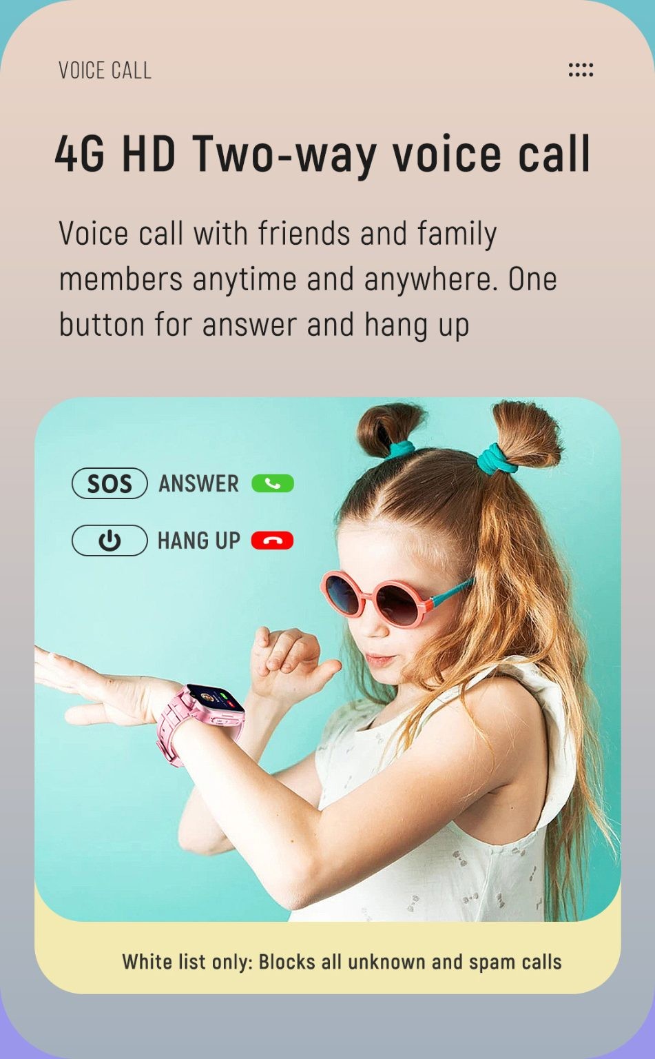 Kids Smart Watch, K15 Model, 4G Video call, IPX7 Water Proof, PINK