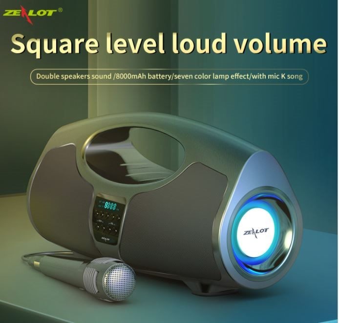 Bluetooth speaker, Zealot P1, 40W Loud Speaker,8000mAh, With Wire Microphone,