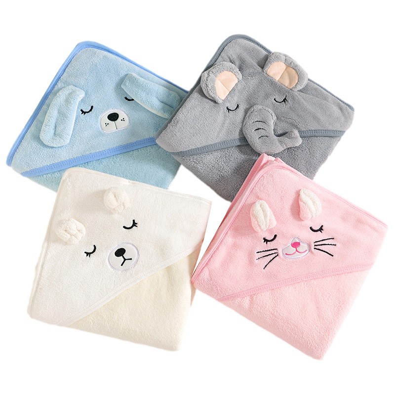 Cartoon Animal Baby Bath Towels  Soft Newborn Hooded Towel Blanket, Toddler Bathrobe