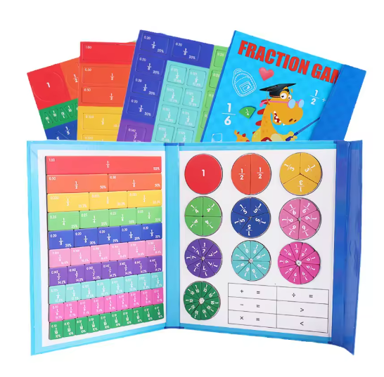 Magnetic Fraction Learning Math Toy Montessori Arithmetic Teaching Aids Wooden Book Educational Toys For Children Christmas Gift