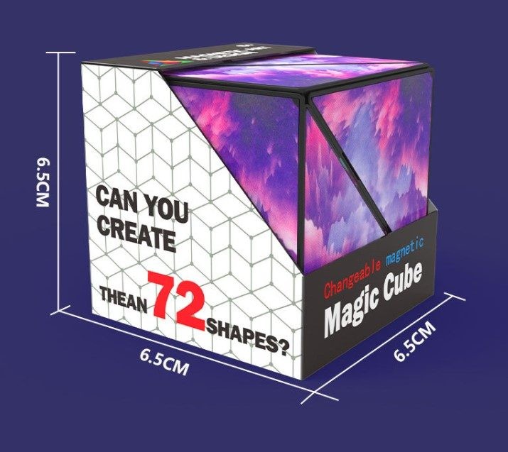 3D Magic Cube Puzzle Shape Shifting Box Magnetic Fidget Toy, Purple.