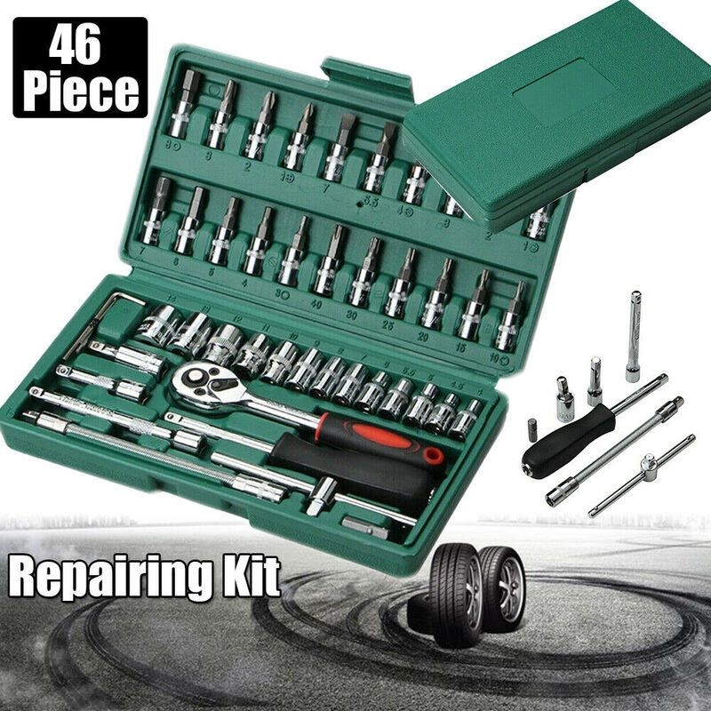 46pcs Ratchet Metric Socket Wrench Set
