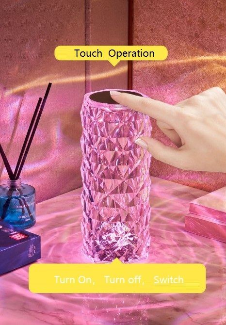 Rose Crystal Lamp with Touch and Remote Control, Big Size