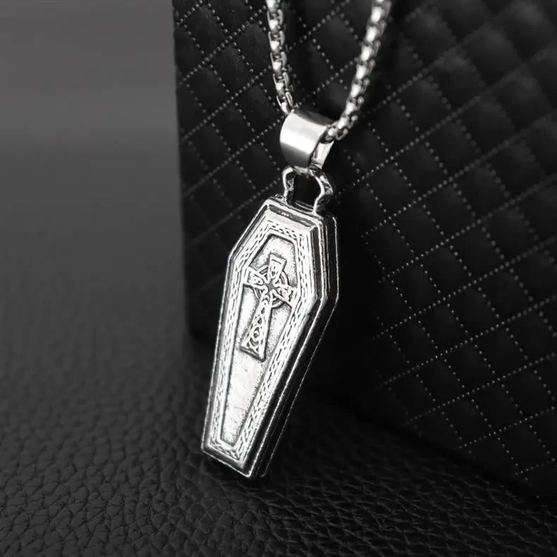 Alloy Coffin Cross Pendant Necklace