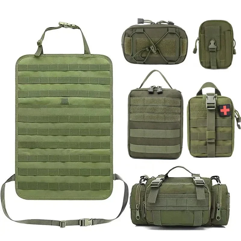 Tactical Backseat Car Organizer + 5 Molle Pouches