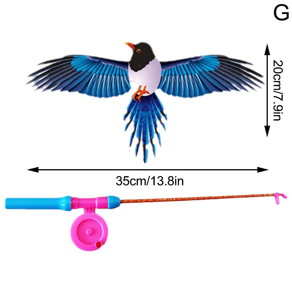Childrens Kite Toy Cartoon Eagle & Butterfly Foldable Mini Kite with Hand Brake & Fishing Rod