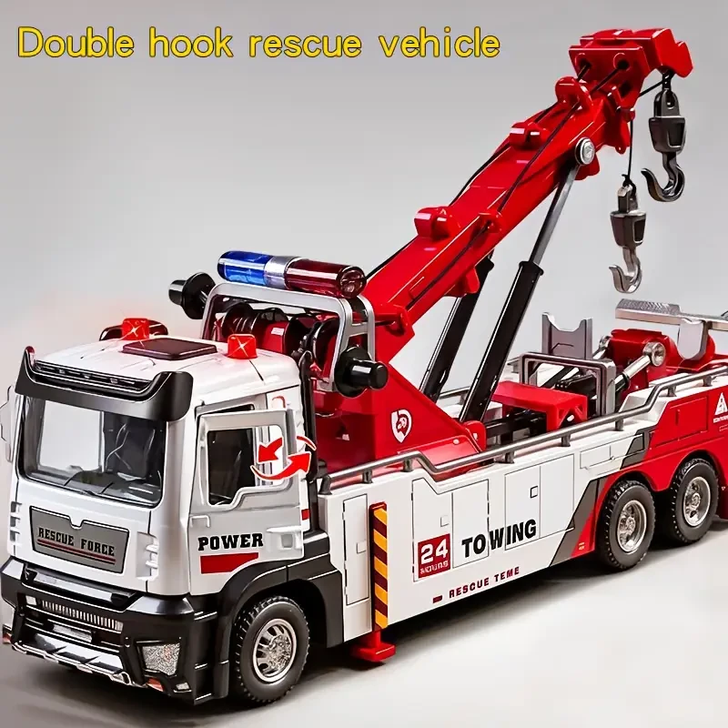 Heavy-Duty Rescue Tow Truck Toy with Extendable Hook