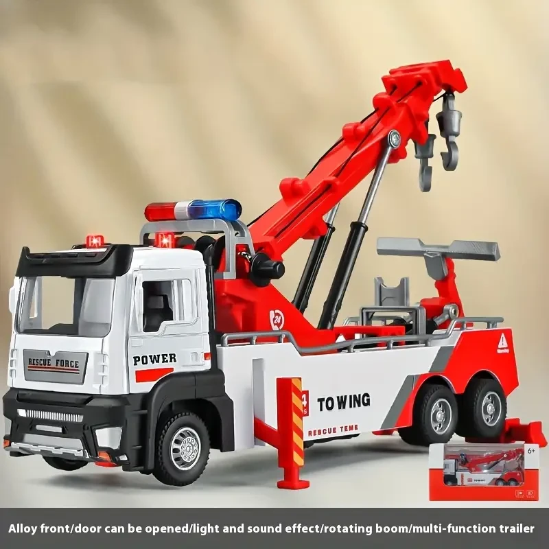 Heavy-Duty Rescue Tow Truck Toy with Extendable Hook