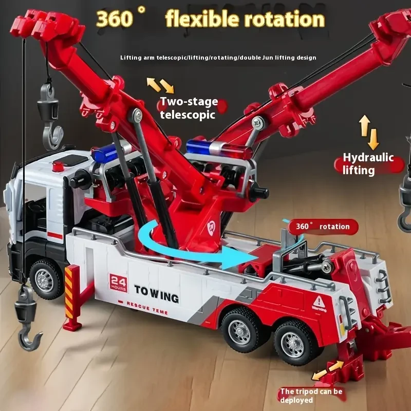 Heavy-Duty Rescue Tow Truck Toy with Extendable Hook