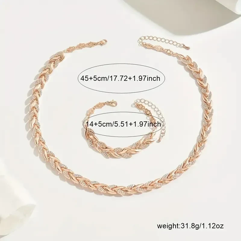 Women's Personality Affordable Luxury Willow Leaf Diamond Bracelet Necklace