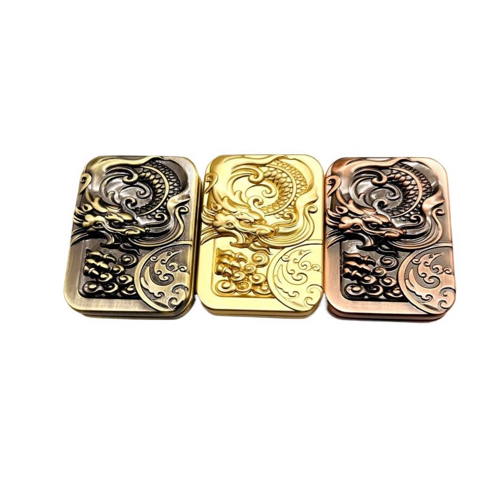 New EDC Metal Snap Coin Push Card Fidget Spinner - Year of the Dragon Zodiac Ornament