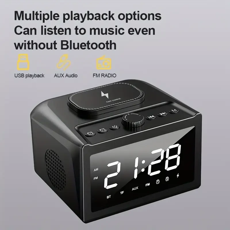 Wireless Clock Speaker with Alarm, Sound System