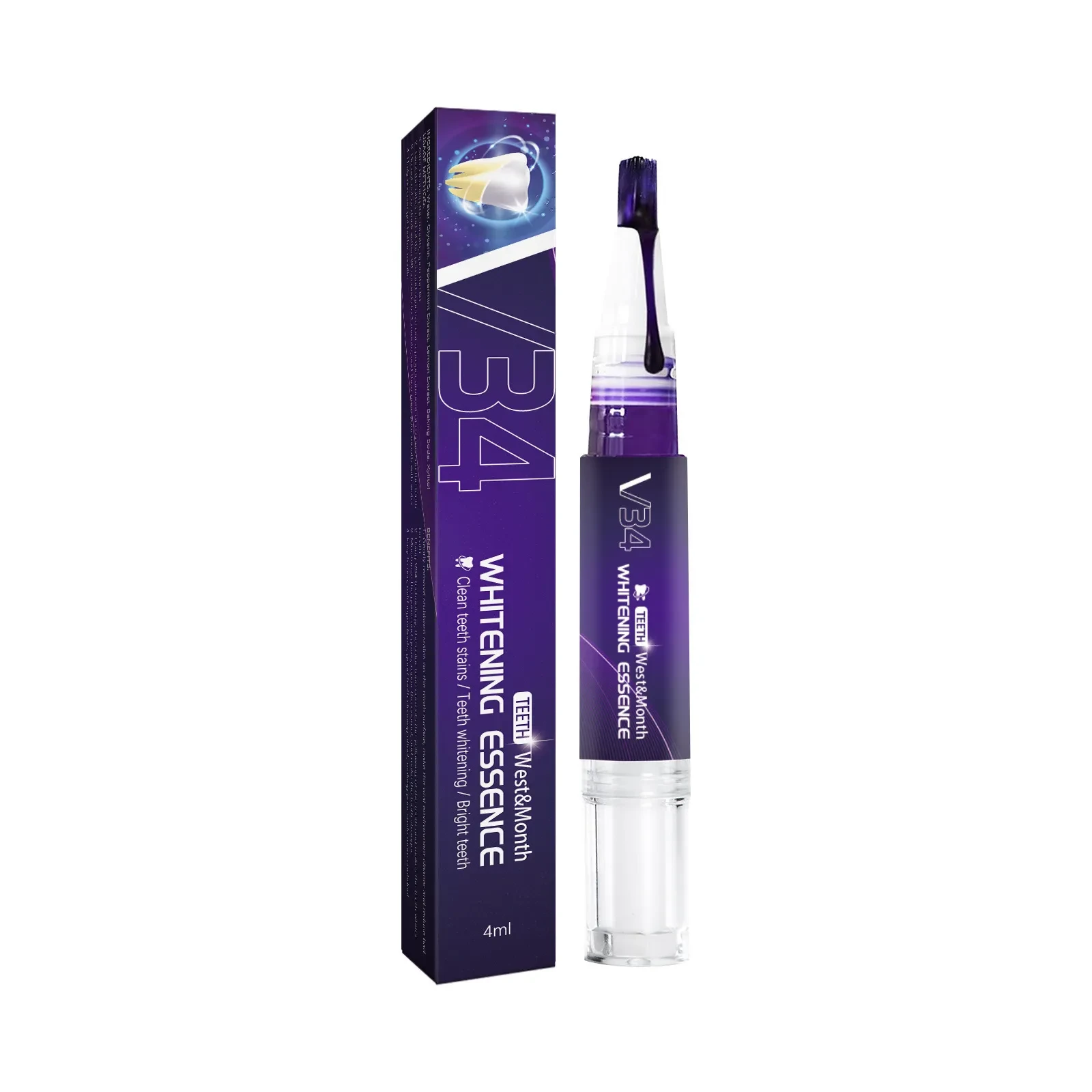 WEST & MONTH Purple Plastic Tooth Cleaning Pen Beautiful Tooth Teeth Cleaning Yellow Teeth