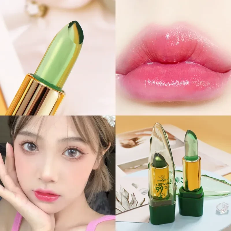 Aloe Vera Gel Color Changing Lipstick Gloss Moisturizer Anti-drying Desalination Fine-grain Lip Blam Care