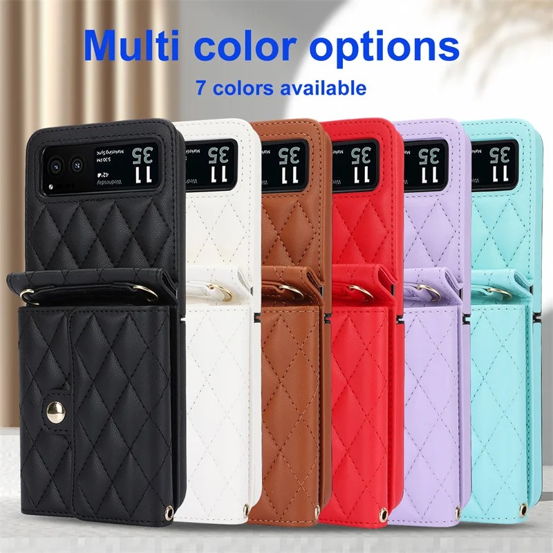 PU Leather Crossbody Lanyard Case for Motorola Razr 40 / Razr 40 Ultra