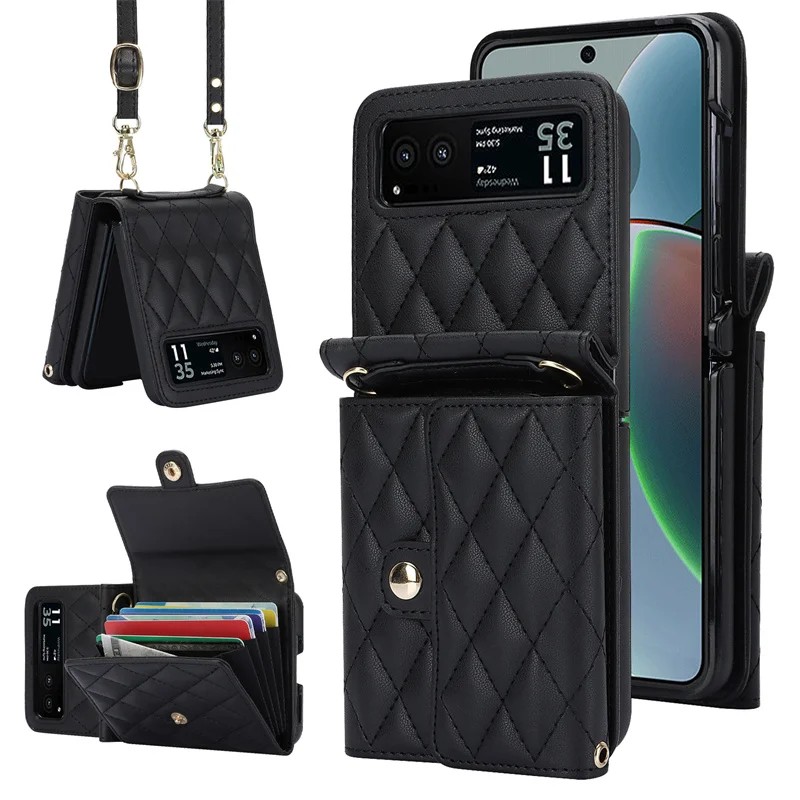 PU Leather Crossbody Lanyard Case for Motorola Razr 40 / Razr 40 Ultra