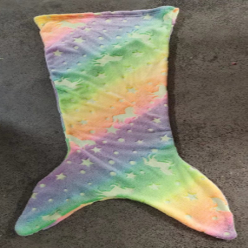Children's Mermaid Luminous Sleeping Bag Double-sided Blanket Sleeping Quilt