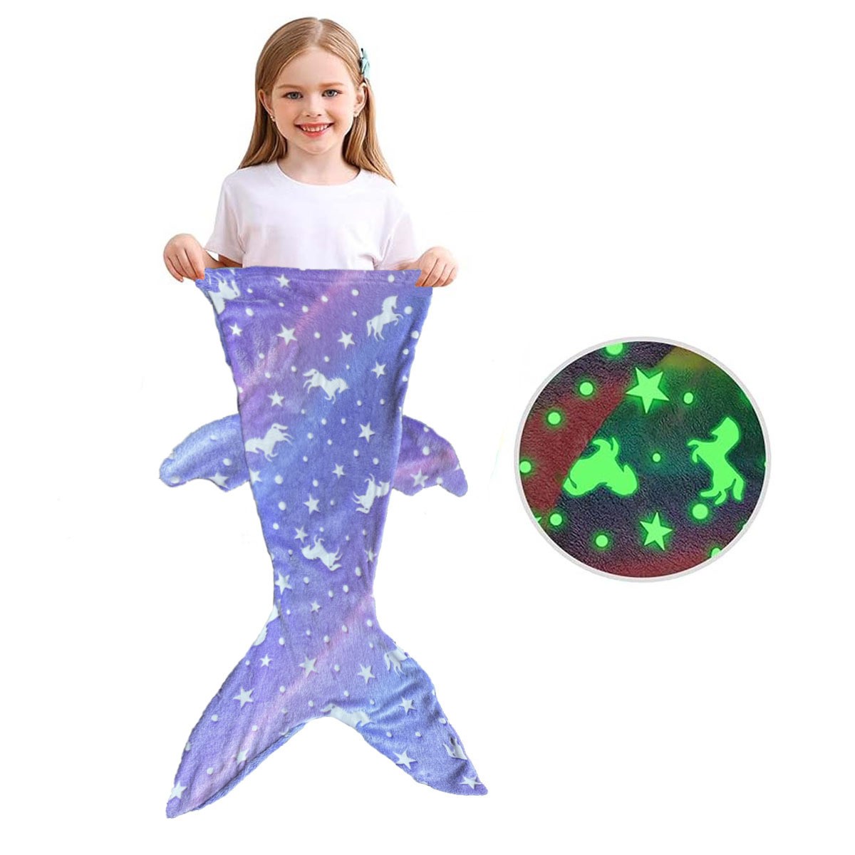 Children's Mermaid Luminous Sleeping Bag Double-sided Blanket Sleeping Quilt