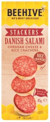 Salami Cheddar Cheese & Rice Cracker Stacker