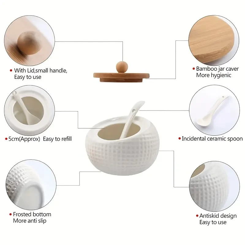 Japanese and Korean Style Ceramic Seasoning Box Spice Jars Set